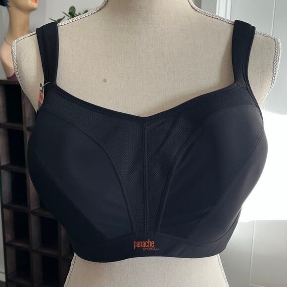 NWT Panache Black Sports Bra US Size 36G Power 5021 Underwire Active Support $79 - Picture 5 of 13